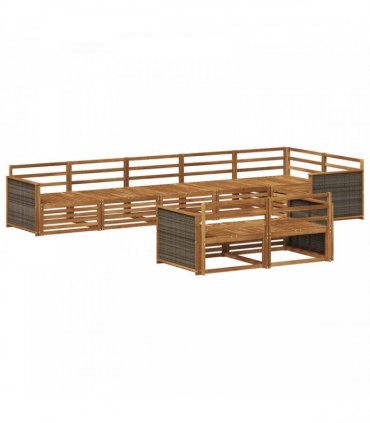 vidaXL Outdoor Sofa Set 8 pcs 8-Seaters Natural Solid Acacia Wood
