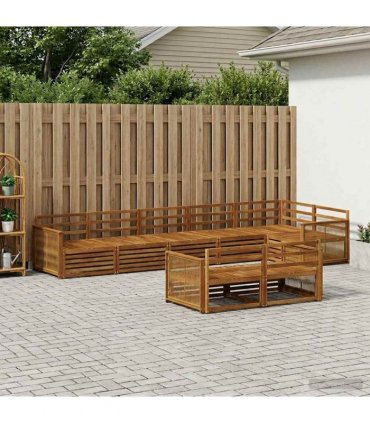 vidaXL Outdoor Sofa Set 8 pcs 8-Seaters Natural Solid Acacia Wood