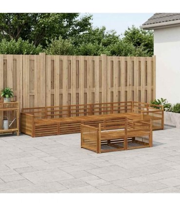vidaXL Outdoor Sofa Set 8 pcs 8-Seaters Natural Solid Acacia Wood