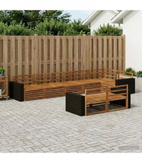 vidaXL Outdoor Sofa Set 8 pcs 8-Seaters Natural Solid Acacia Wood