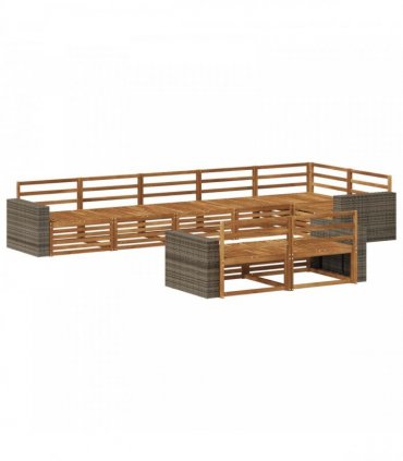 vidaXL Outdoor Sofa Set 8 pcs 8-Seaters Natural Solid Acacia Wood