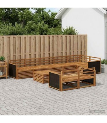 vidaXL Outdoor Sofa Set 9 pcs 8-Seaters Natural Solid Acacia Wood