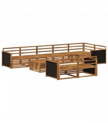 vidaXL Outdoor Sofa Set 9 pcs 8-Seaters Natural Solid Acacia Wood
