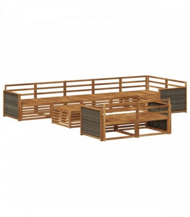 vidaXL Outdoor Sofa Set 9 pcs 8-Seaters Natural Solid Acacia Wood