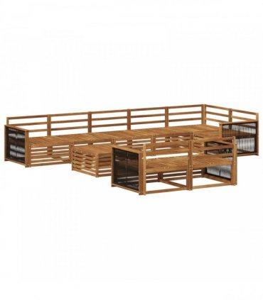 vidaXL Outdoor Sofa Set 9 pcs 8-Seaters Natural Solid Acacia Wood