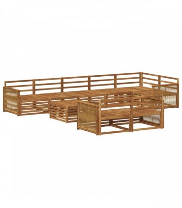 vidaXL Outdoor Sofa Set 9 pcs 8-Seaters Natural Solid Acacia Wood