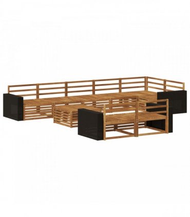 vidaXL Outdoor Sofa Set 9 pcs 8-Seaters Natural Solid Acacia Wood