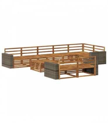 vidaXL Outdoor Sofa Set 9 pcs 8-Seaters Natural Solid Acacia Wood