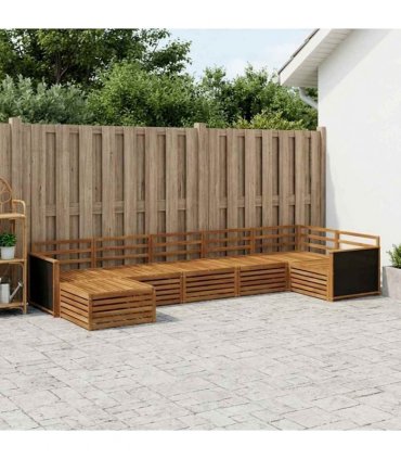 vidaXL Outdoor Sofa Set 7 pcs 7-Seaters Natural Solid Acacia Wood