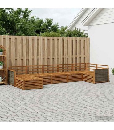 vidaXL Outdoor Sofa Set 7 pcs 7-Seaters Natural Solid Acacia Wood