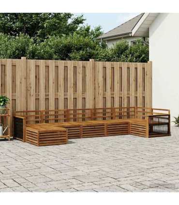 vidaXL Outdoor Sofa Set 7 pcs 7-Seaters Natural Solid Acacia Wood