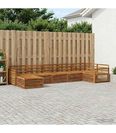 vidaXL Outdoor Sofa Set 7 pcs 7-Seaters Natural Solid Acacia Wood