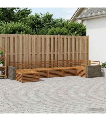 vidaXL Outdoor Sofa Set 7 pcs 7-Seaters Natural Solid Acacia Wood