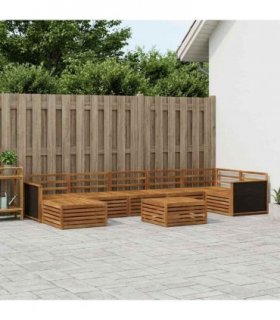 vidaXL Outdoor Sofa Set 8 pcs 7-Seaters Natural Solid Acacia Wood