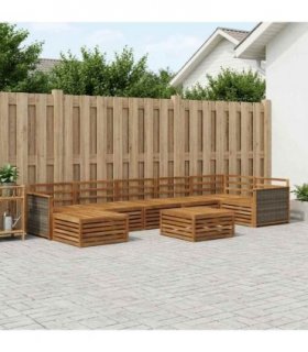 vidaXL Outdoor Sofa Set 8 pcs 7-Seaters Natural Solid Acacia Wood