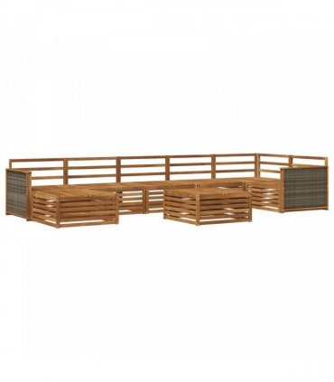 vidaXL Outdoor Sofa Set 8 pcs 7-Seaters Natural Solid Acacia Wood