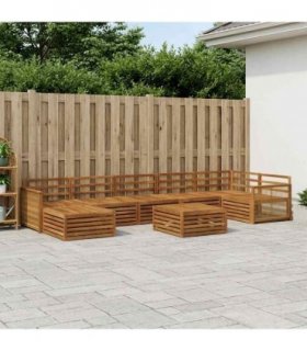 vidaXL Outdoor Sofa Set 8 pcs 7-Seaters Natural Solid Acacia Wood