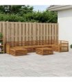 vidaXL Outdoor Sofa Set 8 pcs 7-Seaters Natural Solid Acacia Wood