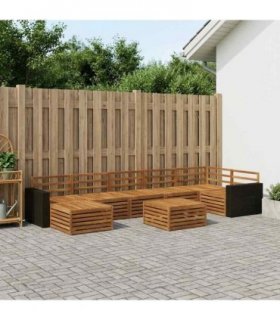 vidaXL Outdoor Sofa Set 8 pcs 7-Seaters Natural Solid Acacia Wood