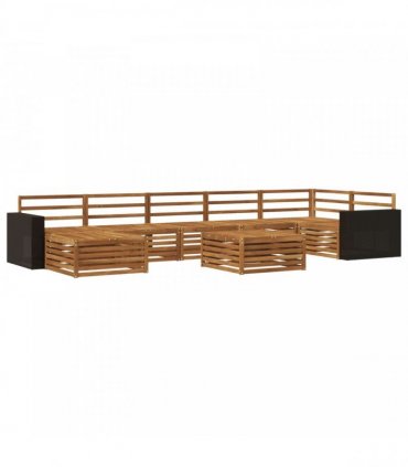 vidaXL Outdoor Sofa Set 8 pcs 7-Seaters Natural Solid Acacia Wood