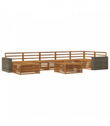 vidaXL Outdoor Sofa Set 8 pcs 7-Seaters Natural Solid Acacia Wood