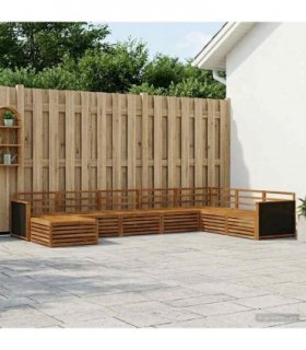 vidaXL Outdoor Sofa Set 8 pcs 7-Seaters Natural Solid Acacia Wood