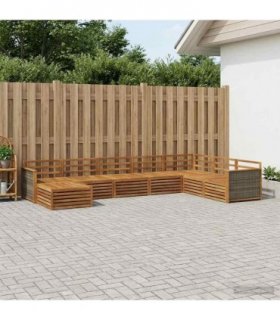 vidaXL Outdoor Sofa Set 8 pcs 7-Seaters Natural Solid Acacia Wood