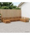 vidaXL Outdoor Sofa Set 8 pcs 7-Seaters Natural Solid Acacia Wood