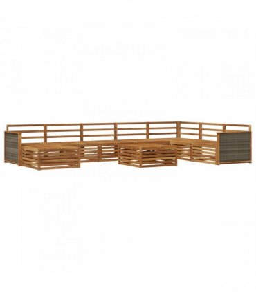 vidaXL Outdoor Sofa Set 9 pcs 7-Seaters Natural Solid Acacia Wood