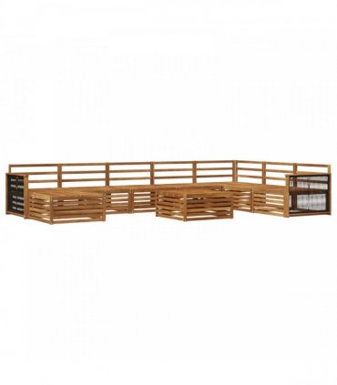 vidaXL Outdoor Sofa Set 9 pcs 7-Seaters Natural Solid Acacia Wood
