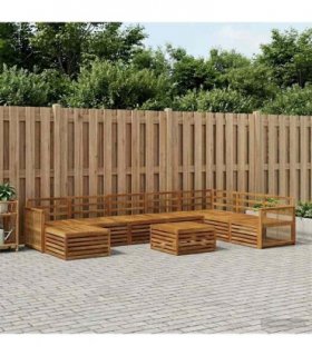 vidaXL Outdoor Sofa Set 9 pcs 7-Seaters Natural Solid Acacia Wood