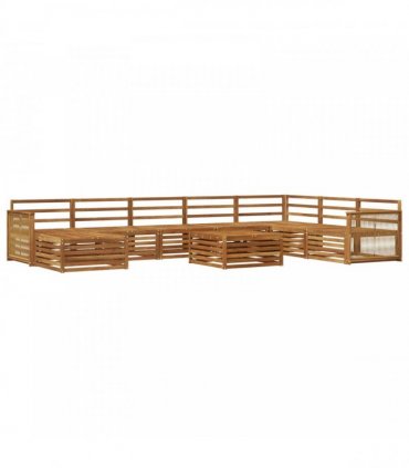 vidaXL Outdoor Sofa Set 9 pcs 7-Seaters Natural Solid Acacia Wood