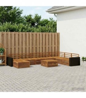 vidaXL Outdoor Sofa Set 9 pcs 7-Seaters Natural Solid Acacia Wood