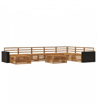 vidaXL Outdoor Sofa Set 9 pcs 7-Seaters Natural Solid Acacia Wood