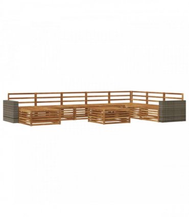 vidaXL Outdoor Sofa Set 9 pcs 7-Seaters Natural Solid Acacia Wood