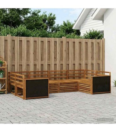 vidaXL Outdoor Sofa Set 6 pcs 6-Seaters Natural Solid Acacia Wood