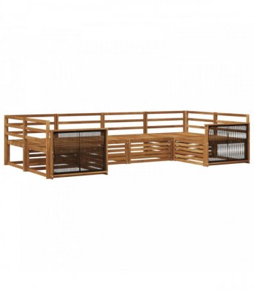 vidaXL Outdoor Sofa Set 6 pcs 6-Seaters Natural Solid Acacia Wood