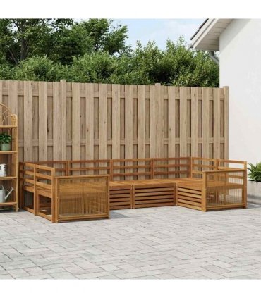 vidaXL Outdoor Sofa Set 6 pcs 6-Seaters Natural Solid Acacia Wood