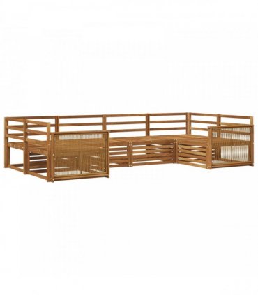 vidaXL Outdoor Sofa Set 6 pcs 6-Seaters Natural Solid Acacia Wood