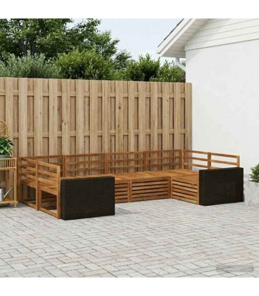 vidaXL Outdoor Sofa Set 6 pcs 6-Seaters Natural Solid Acacia Wood