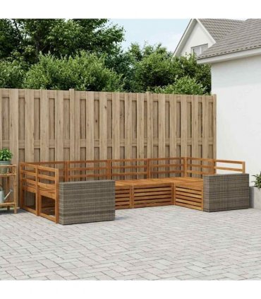 vidaXL Outdoor Sofa Set 6 pcs 6-Seaters Natural Solid Acacia Wood