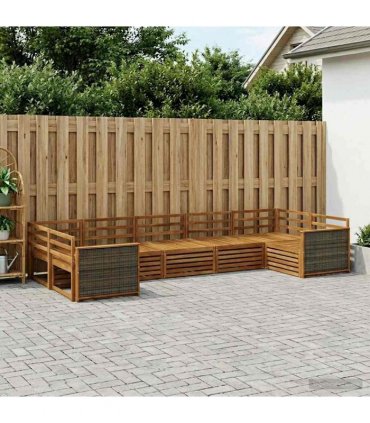 vidaXL Outdoor Sofa Set 7 pcs 7-Seaters Natural Solid Acacia Wood