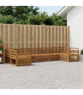 vidaXL Outdoor Sofa Set 7 pcs 7-Seaters Natural Solid Acacia Wood