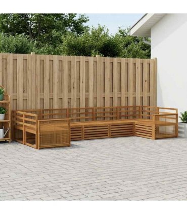 vidaXL Outdoor Sofa Set 7 pcs 7-Seaters Natural Solid Acacia Wood