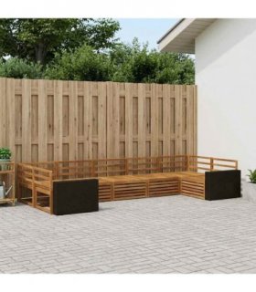 vidaXL Outdoor Sofa Set 7 pcs 7-Seaters Natural Solid Acacia Wood