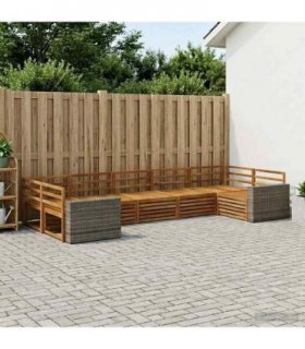 vidaXL Outdoor Sofa Set 7 pcs 7-Seaters Natural Solid Acacia Wood
