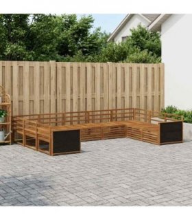 vidaXL Outdoor Sofa Set 9 pcs 9-Seaters Natural Solid Acacia Wood