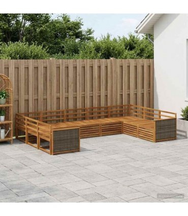 vidaXL Outdoor Sofa Set 9 pcs 9-Seaters Natural Solid Acacia Wood