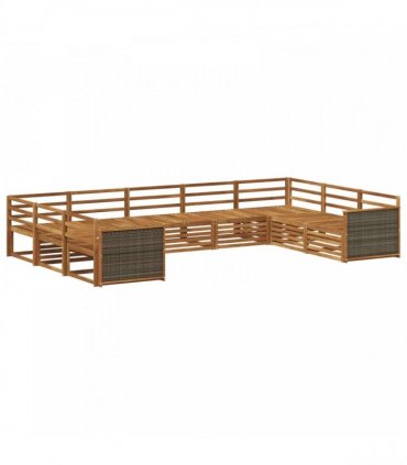 vidaXL Outdoor Sofa Set 9 pcs 9-Seaters Natural Solid Acacia Wood