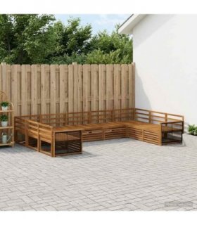 vidaXL Outdoor Sofa Set 9 pcs 9-Seaters Natural Solid Acacia Wood